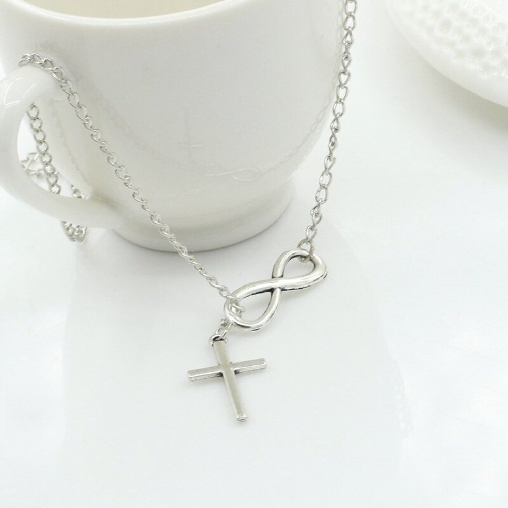 💎 NEW ❤️ Infinity Necklace Chain Luck Cross Pendant Bohemian - Picture 4 of 6